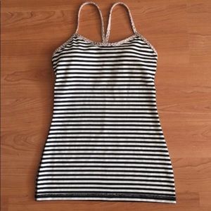 Lululemon B/W striped Power Y tank